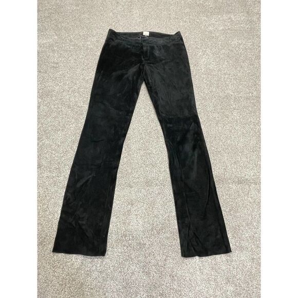 Ecru Leather Straight Leg Pants Women sz 6 black 100% leather half Lined trouser - Picture 4 of 12